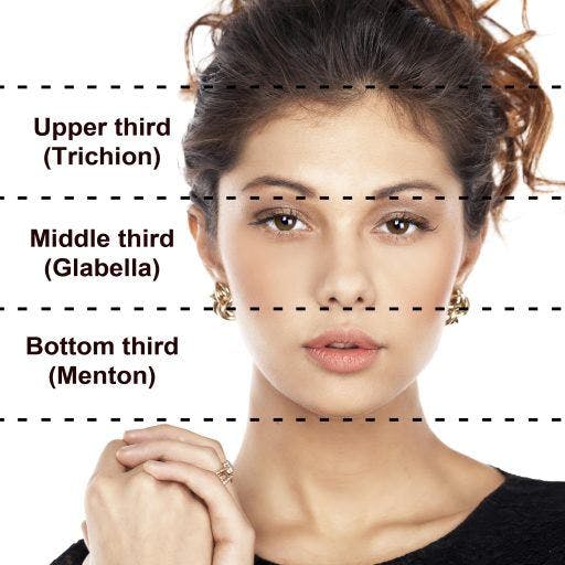 Woman’s face divided by a diagram. 